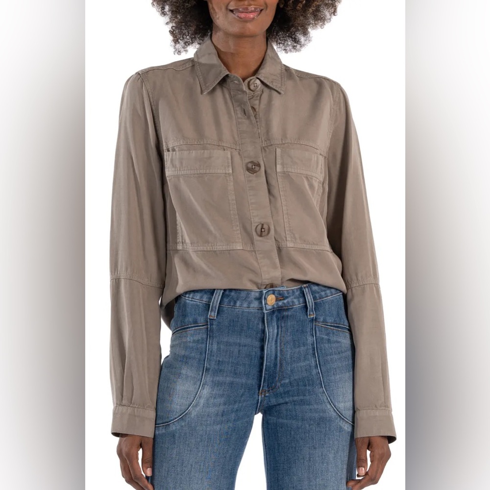 Kut from the Kloth NWT Zinnia Patch‎ Pocket Jacket Gray Women’s Medium